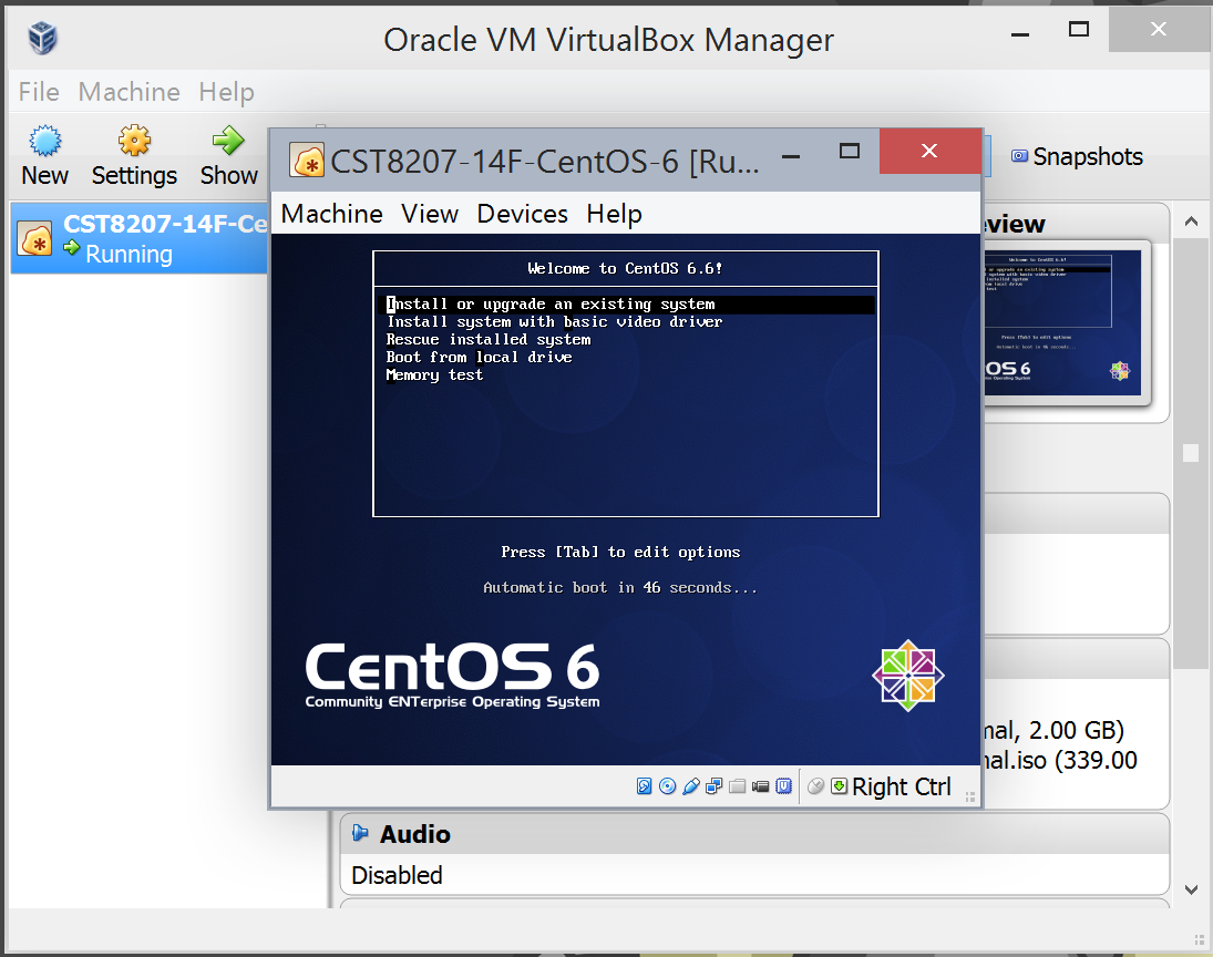 Welcome to CentOS Boot Window
